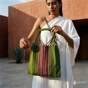 Mexican hand loom shoulder bag morral
